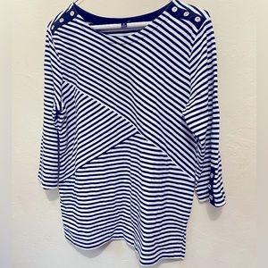 Links Women’s Blouse Black & White Stripe Medium